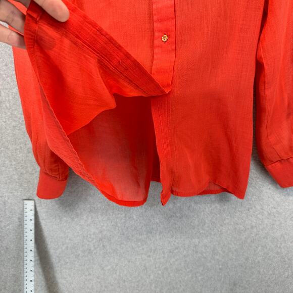 Vintage Loubella Extendables Blouse Womens Size 10/11 Red Sheer Red Button Up - Picture 8 of 15